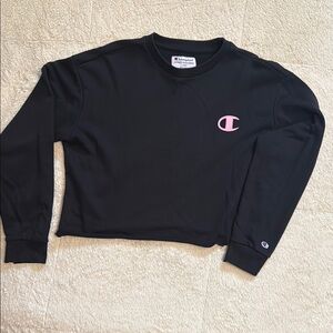 Champion Black Sweatshirt with Pink Emblem